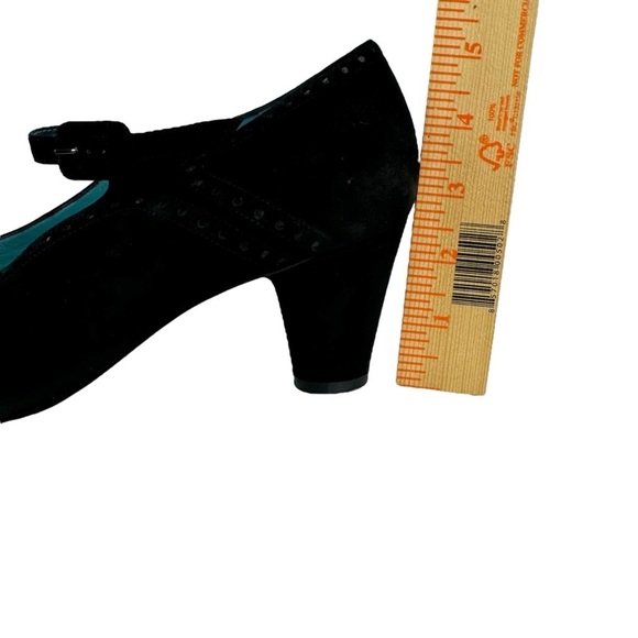Thierry Rabotin Black Suede Leather Mary Jane Heels Pumps Made in Italy Size 41 - Picture 13 of 16